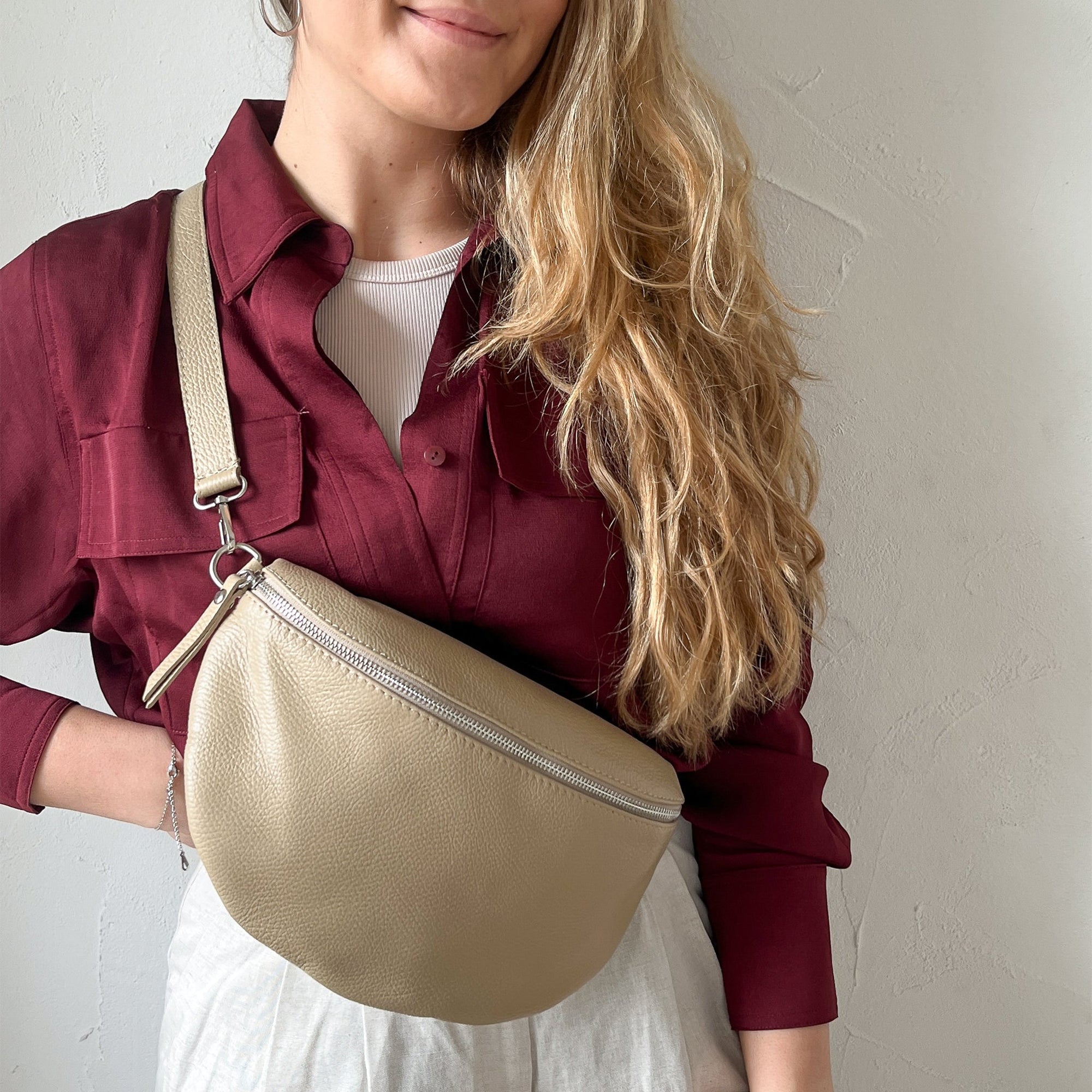 lepelou - leder - Bauchtasche - TONI beige - LPBTONBEIS