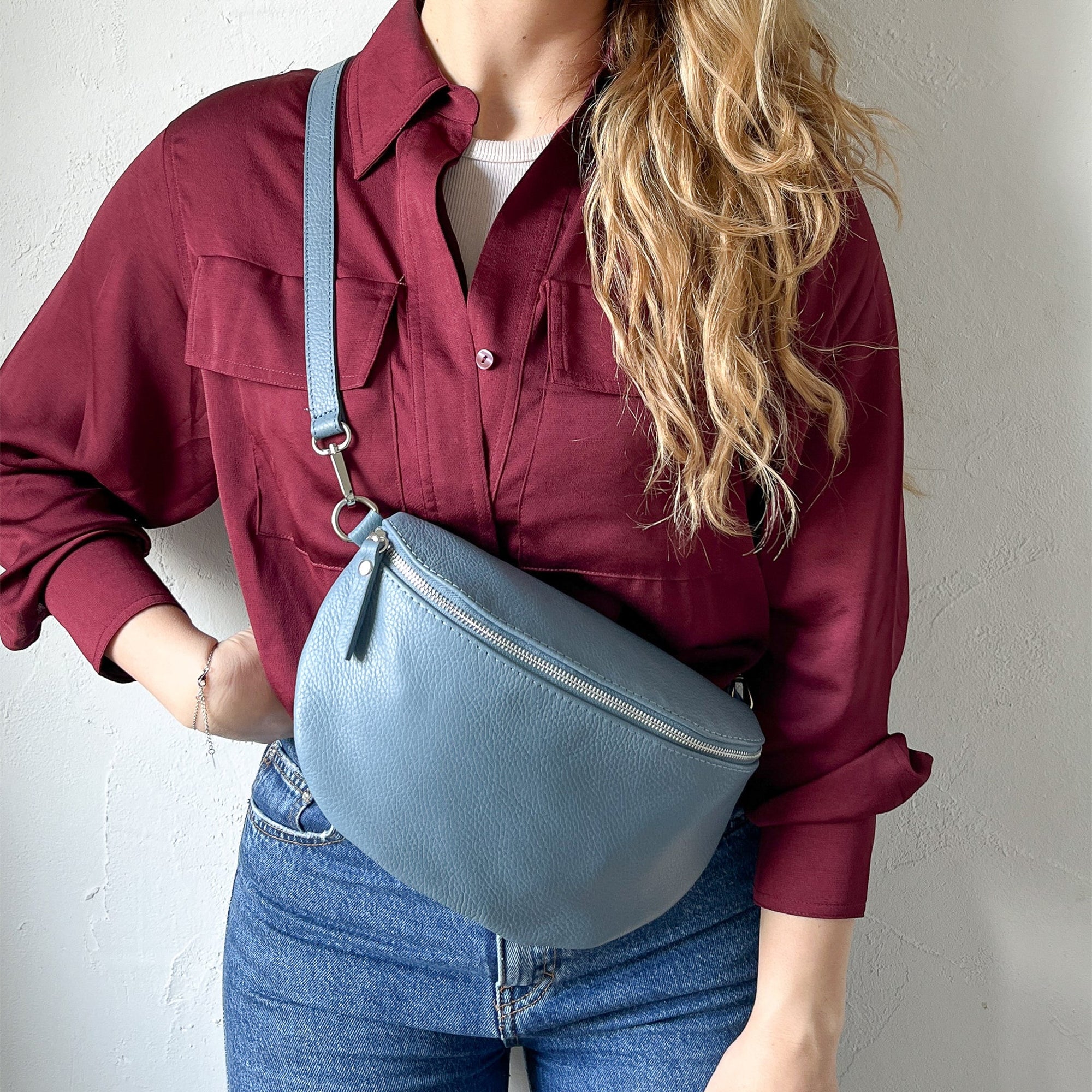 lepelou - leder - Bauchtasche - TONI blau - LPBTONBLAS