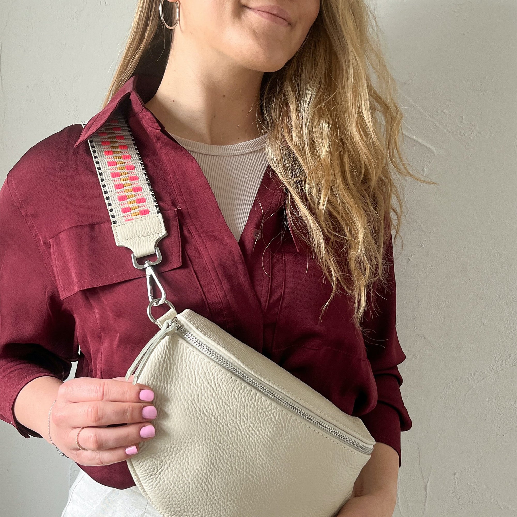 lepelou - leder - Bauchtasche - TONI creme mit Wechselgurt | S - L - LPBTONCRES2