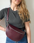 lepelou - leder - Bauchtasche - TONI dunkel bordeaux mit Wechselgurt | S - L - LPBTONDBOL1