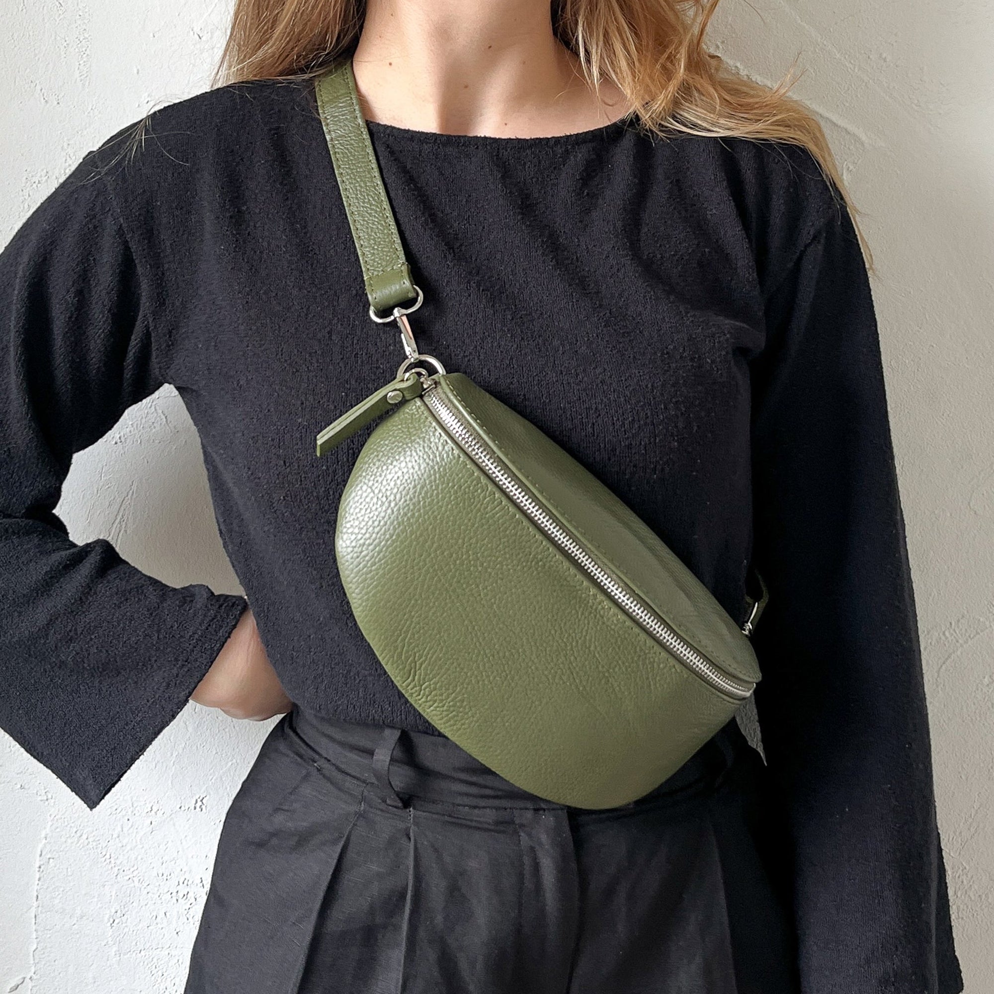 lepelou - leder - Bauchtasche - TONI khaki - LPBTONKHAS