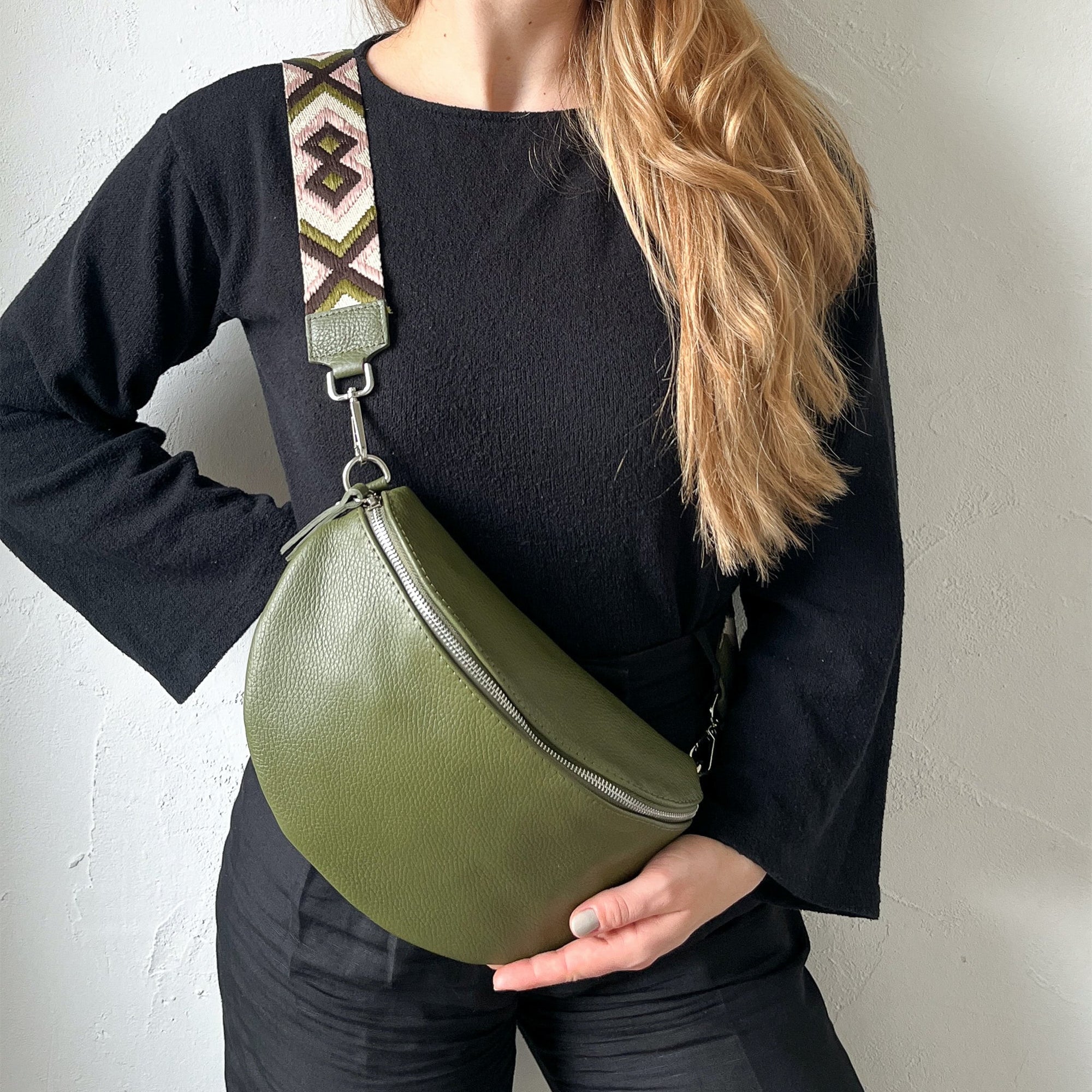 lepelou - leder - Bauchtasche - TONI khaki - LPBTONKHAS