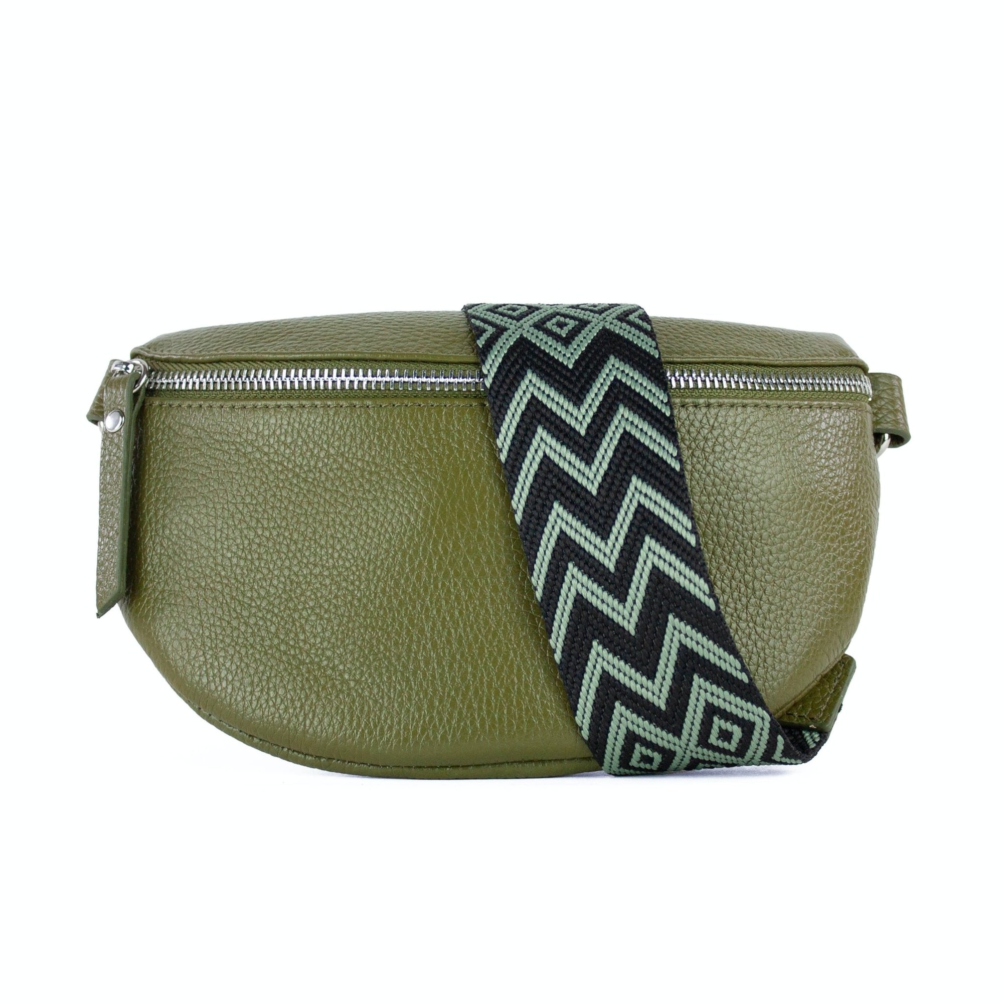 lepelou - leder - Bauchtasche - TONI khaki mit Wechselgurt | S - L - LPBTONKHAS2