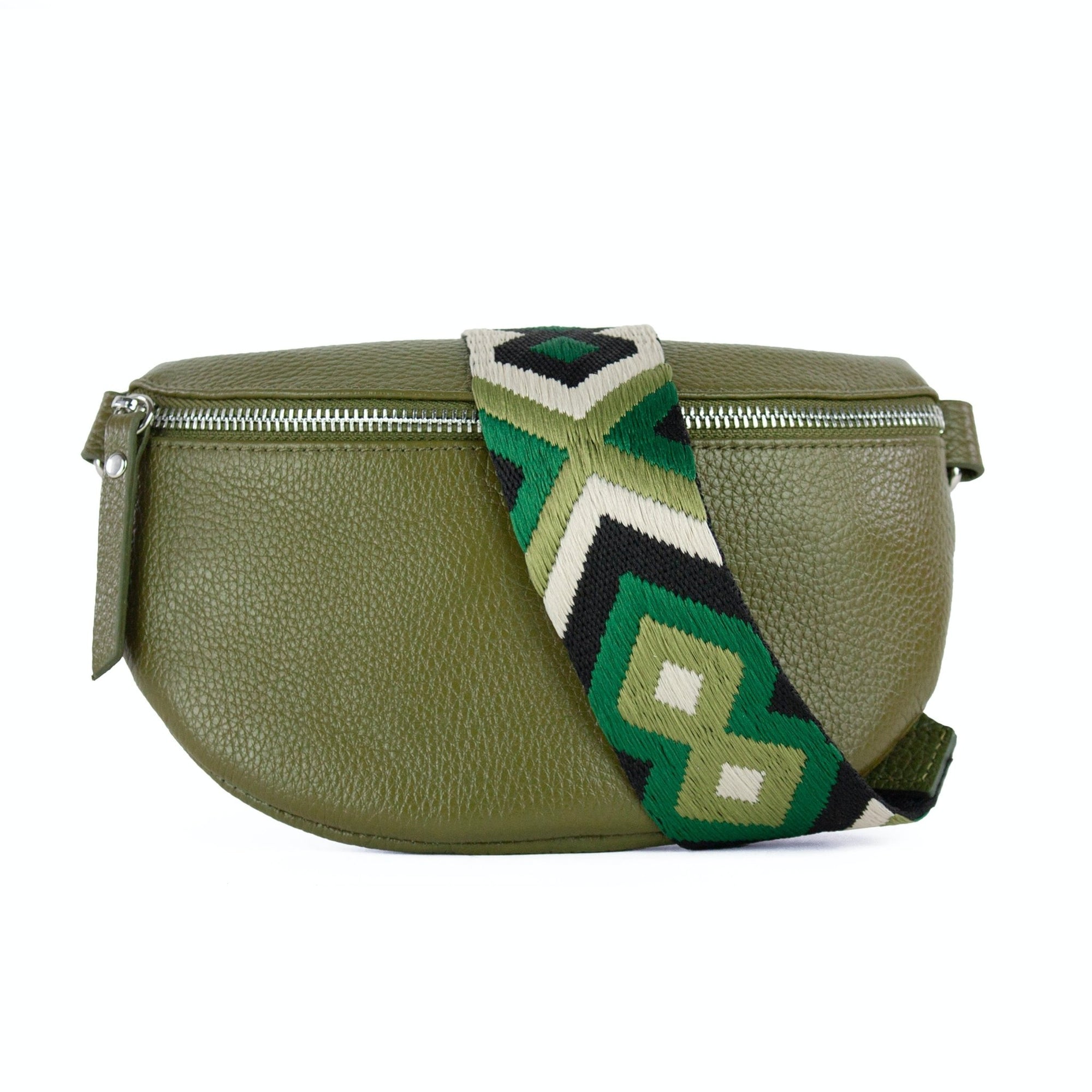 lepelou - leder - Bauchtasche - TONI khaki mit Wechselgurt | S - L - LPBTONKHAS4