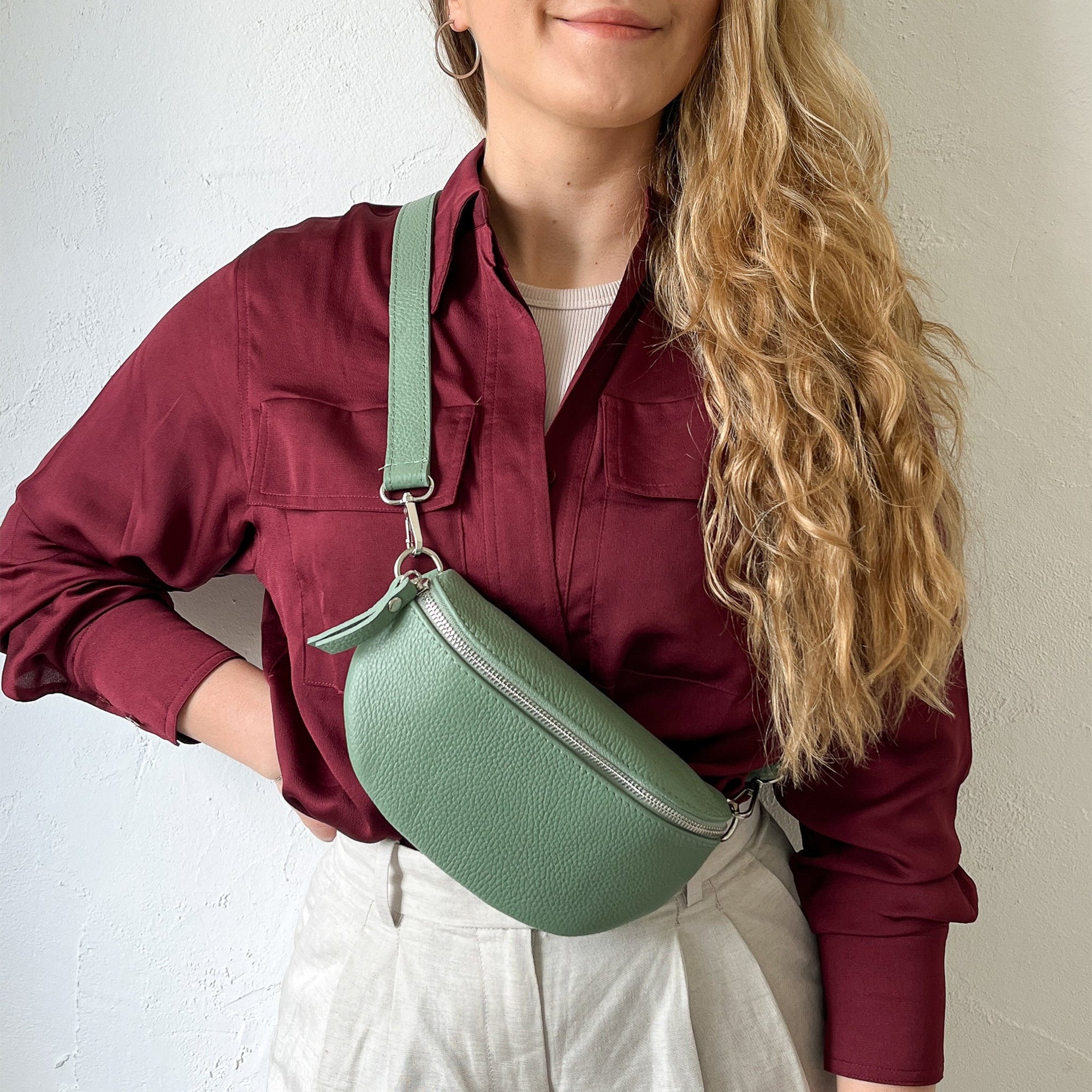 lepelou - leder - Bauchtasche - TONI mint mit Wechselgurt | S - L - LPBTONMINS4