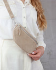 lepelou - leder - Bauchtasche - Wildleder Bauchtasche beige mit Wechselgurt | S - L - LPBVALBEIS6