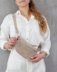 lepelou - leder - Bauchtasche - Wildleder Bauchtasche beige mit Wechselgurt | S - L - LPBVALBEIS6