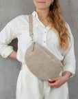 lepelou - leder - Bauchtasche - Wildleder Bauchtasche beige mit Wechselgurt | S - L - LPBVALBEIS6