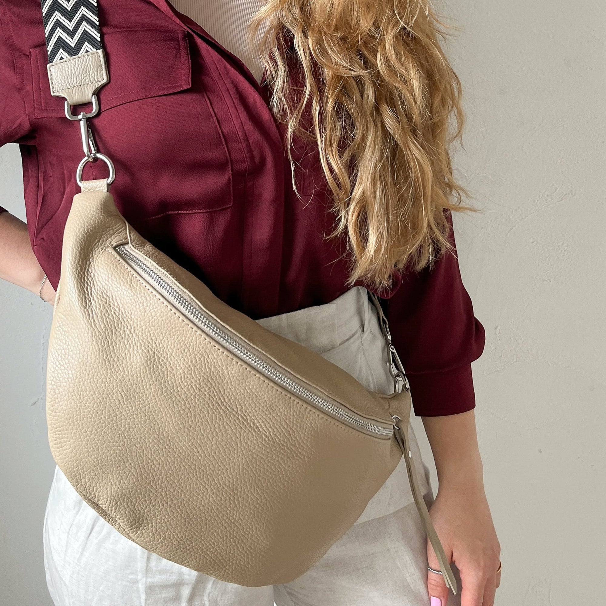 lepelou - leder - Bauchtasche - XL Bauchtasche LARA beige - LPBLARBEIE