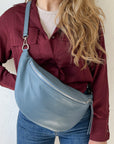 lepelou - leder - Bauchtasche - XL Bauchtasche LARA blau - LPBLARBLAE