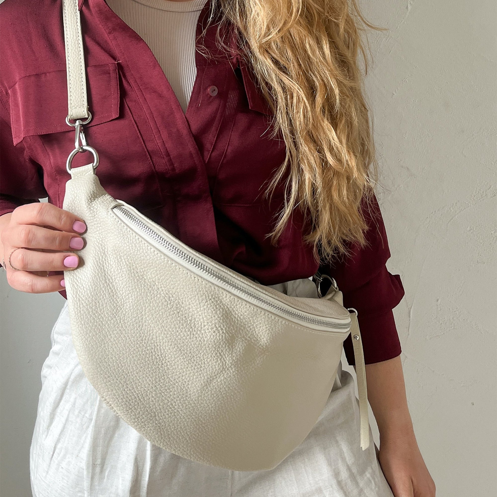 lepelou - leder - Bauchtasche - XL Bauchtasche LARA creme - LPBLARCREE