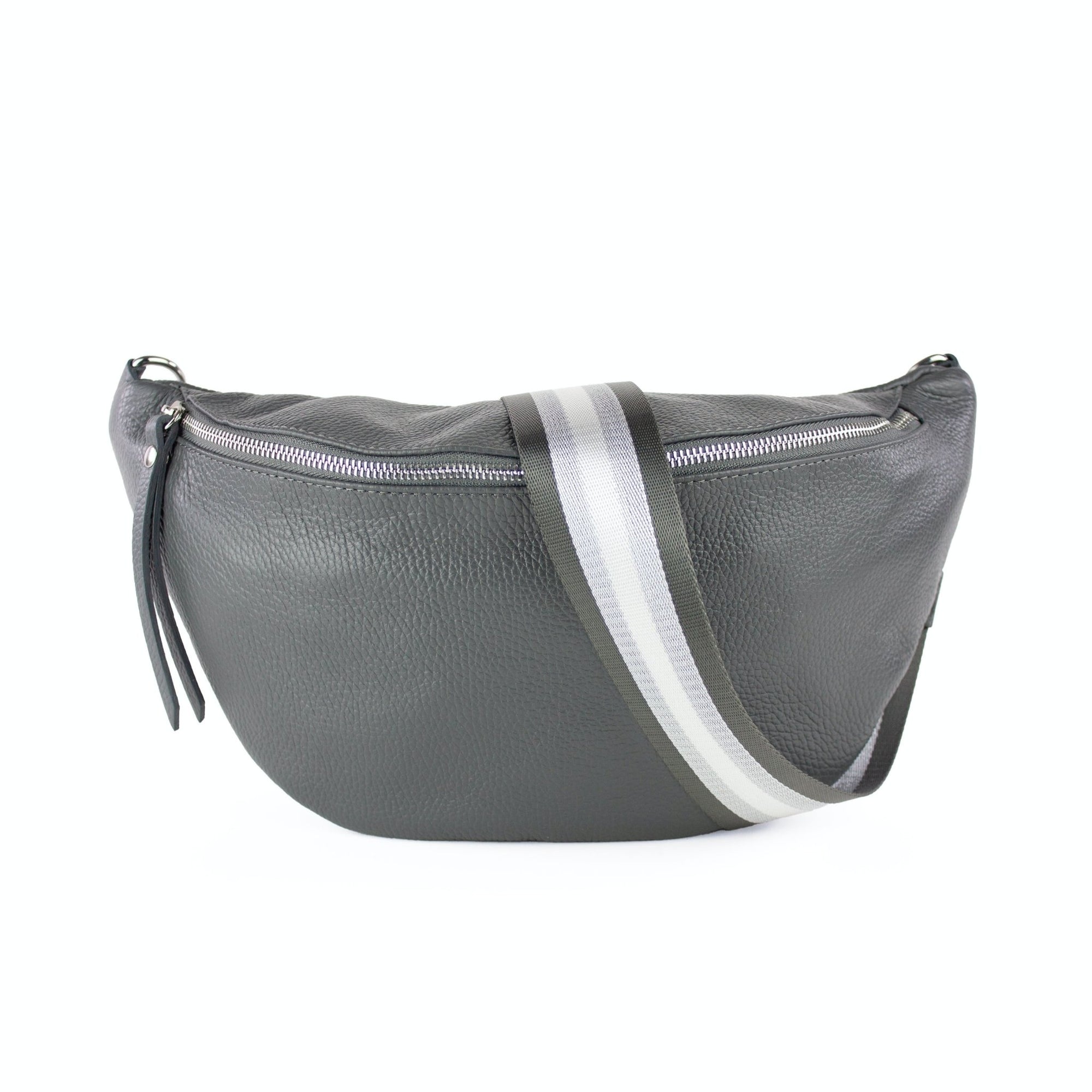 lepelou - leder - Bauchtasche - XL Bauchtasche LARA dunkelgrau - LPBLARDGRE2