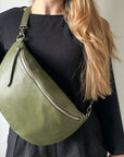 lepelou - leder - Bauchtasche - XL Bauchtasche LARA khaki - LPBLARKHAE