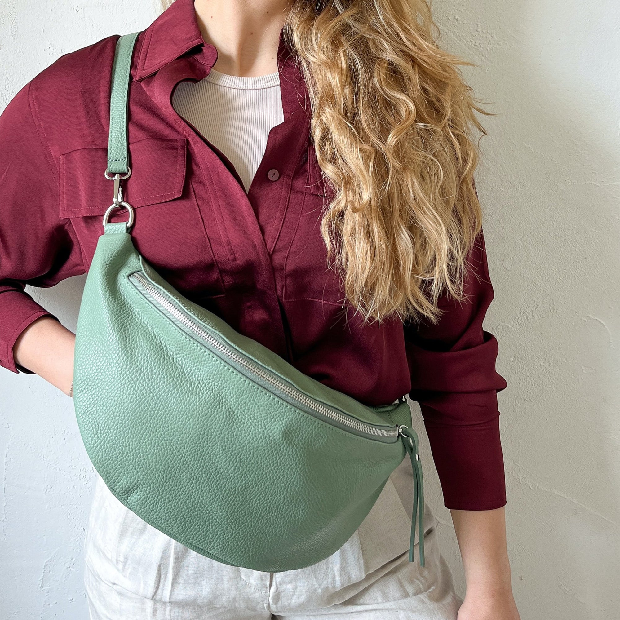 lepelou - leder - Bauchtasche - XL Bauchtasche LARA mint - LPBLARMINE