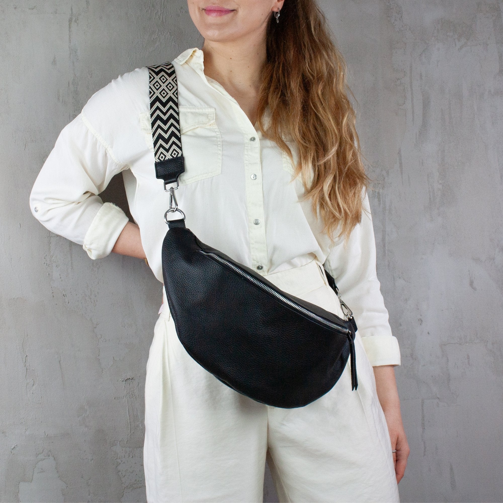 lepelou - leder - Bauchtasche - XL Bauchtasche LARA schwarz - LPBLARSCHE3