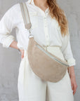 lepelou - leder - Bauchtasche - XL Wildleder Bauchtasche beige mit Wechselgurt - LPBVALBEIXL1