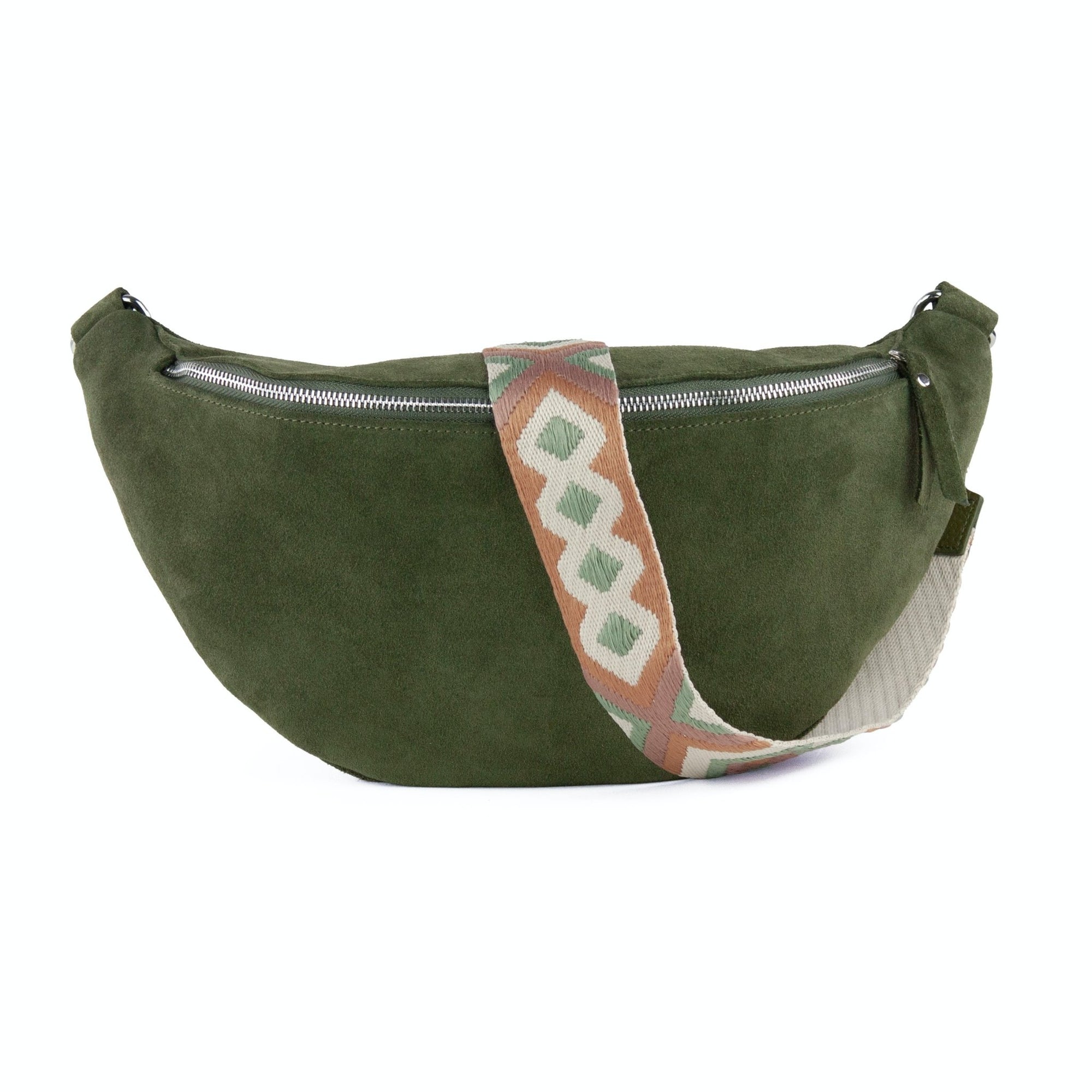 lepelou - leder - Bauchtasche - XL Wildleder Bauchtasche khaki mit Wechselgurt - LPBVALKHAXL3