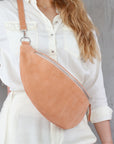 lepelou - leder - Bauchtasche - XL Wildleder Bauchtasche peach mit Wechselgurt - 