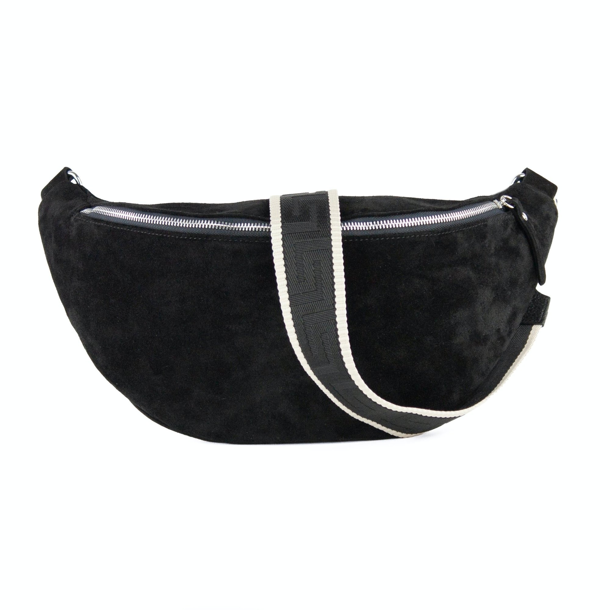 lepelou - leder - Bauchtasche - XL Wildleder Bauchtasche schwarz mit Wechselgurt - LPBVALSCHXL5