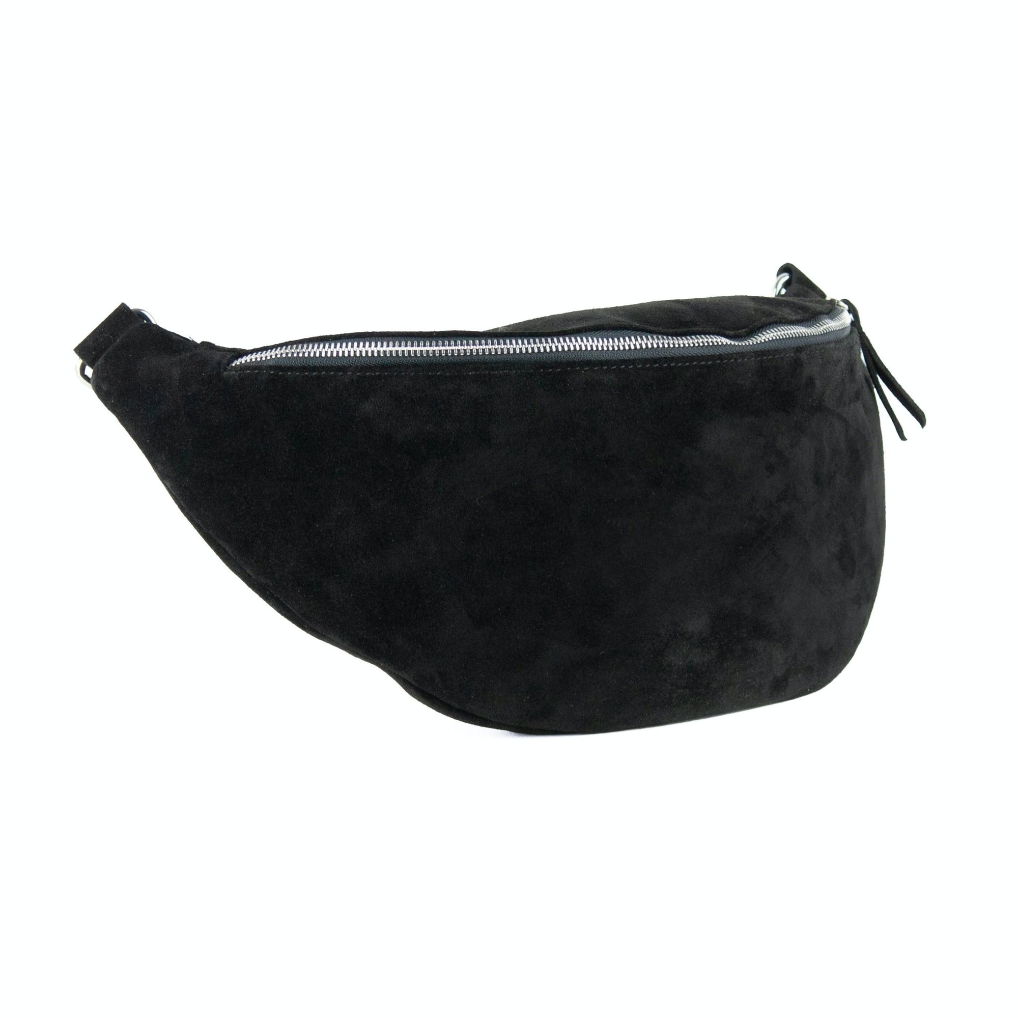 lepelou - leder - Bauchtasche - XL Wildleder Bauchtasche schwarz mit Wechselgurt - LPBVALSCHXL9