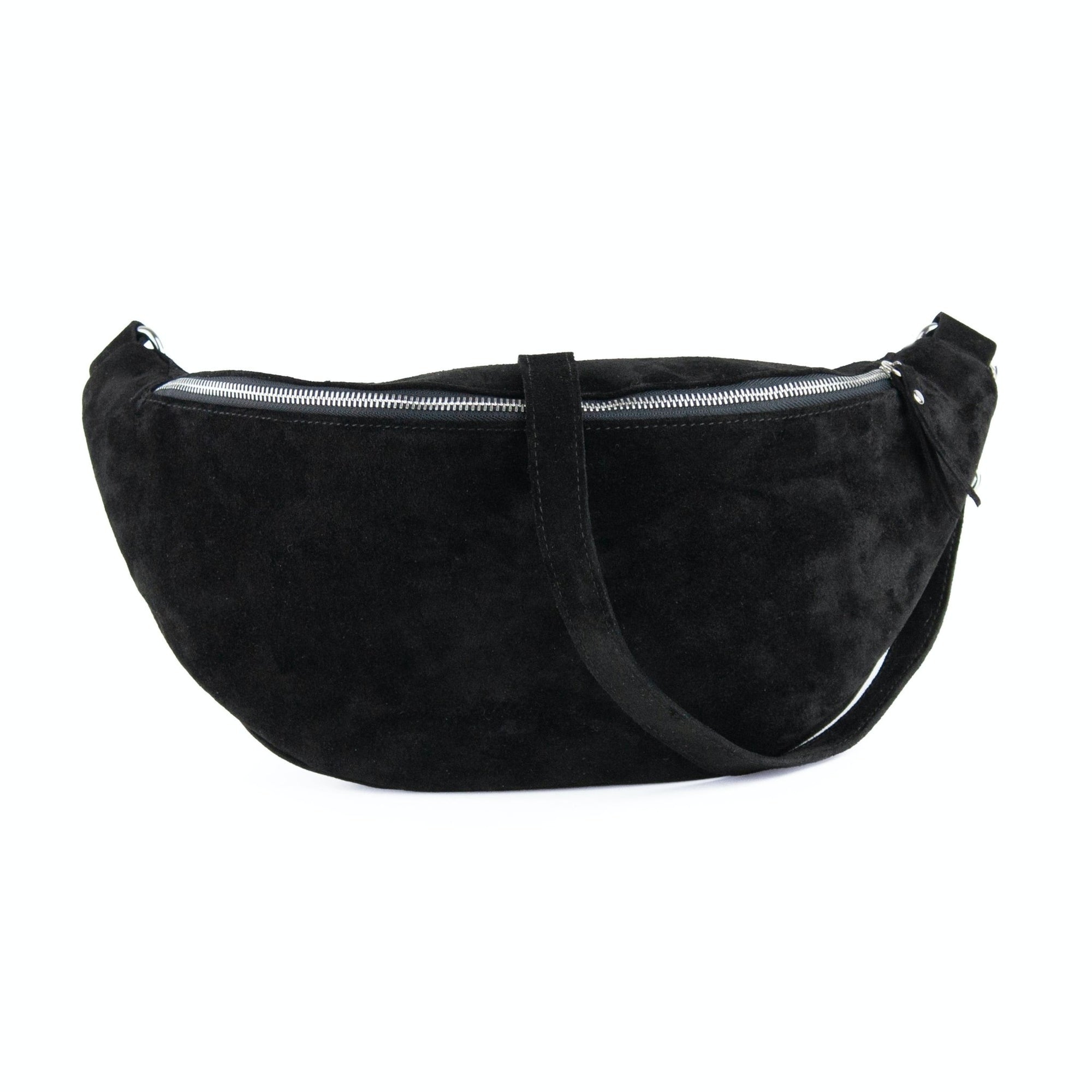 lepelou - leder - Bauchtasche - XL Wildleder Bauchtasche schwarz mit Wechselgurt - LPBVALSCHXL9