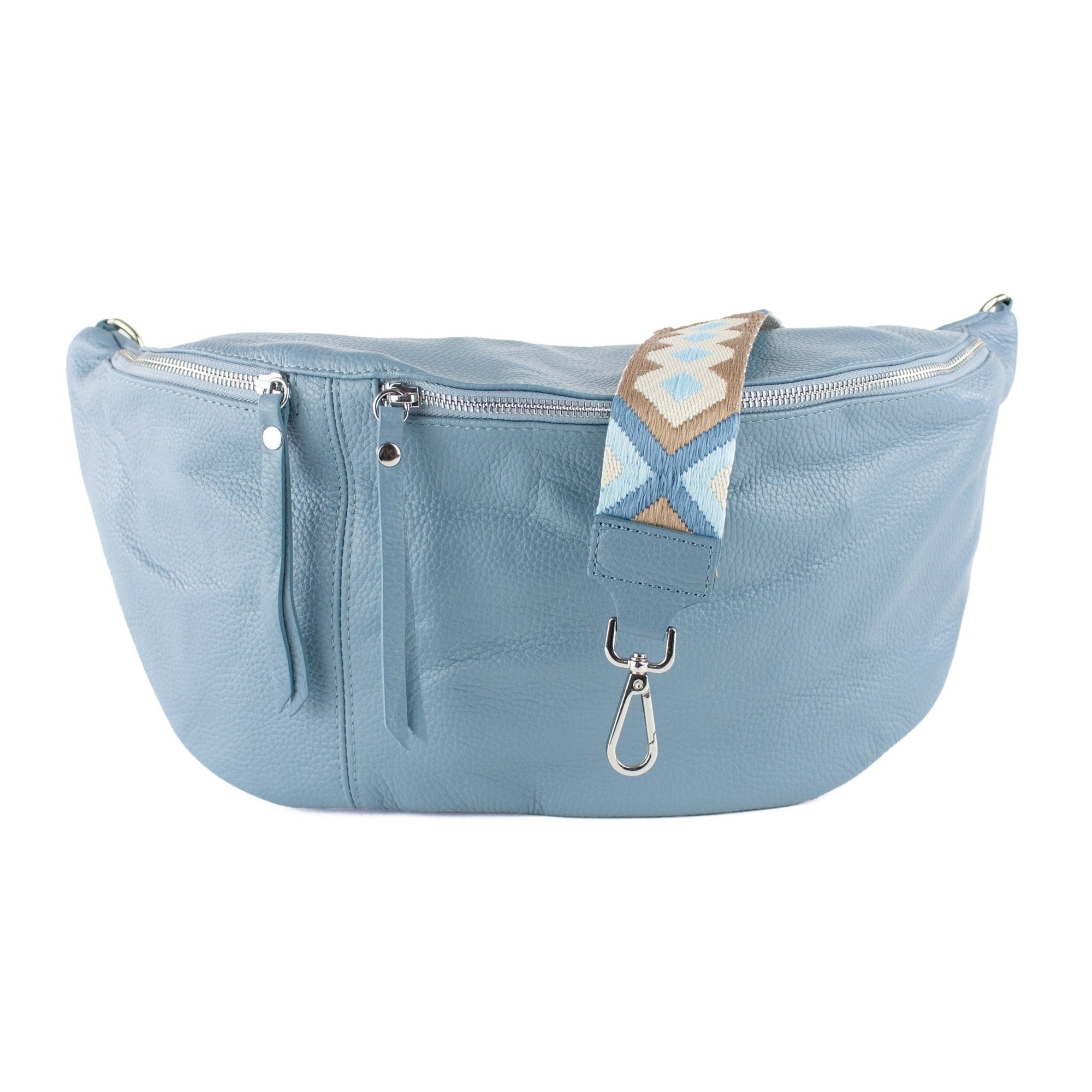 lepelou - leder - Bauchtasche - XXL Bauchtasche CLARA blau - LPBCLABLAE1