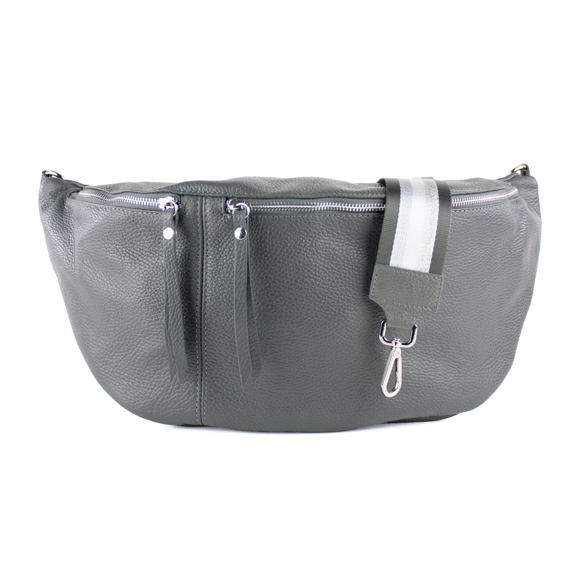 lepelou - leder - Bauchtasche - XXL Bauchtasche CLARA dunkelgrau - LPBCLADGRE2