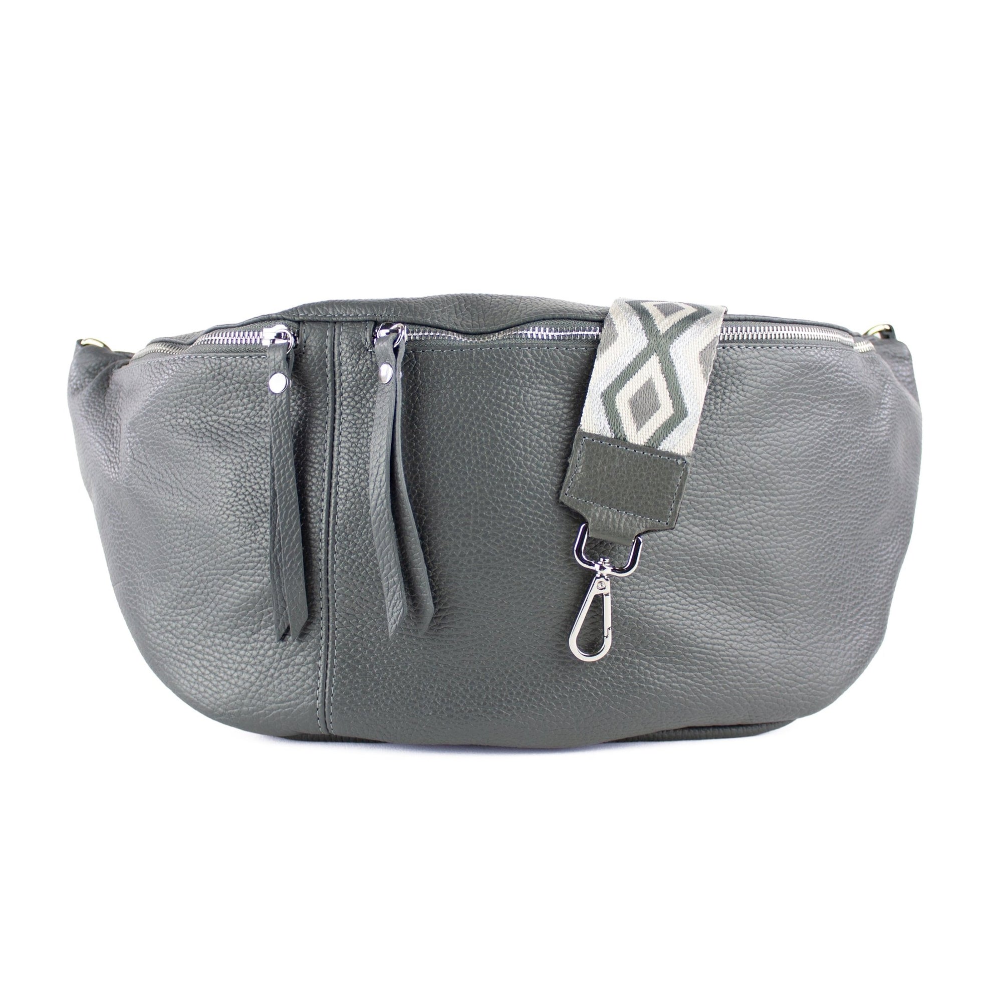 lepelou - leder - Bauchtasche - XXL Bauchtasche CLARA dunkelgrau - LPBCLADGRE6