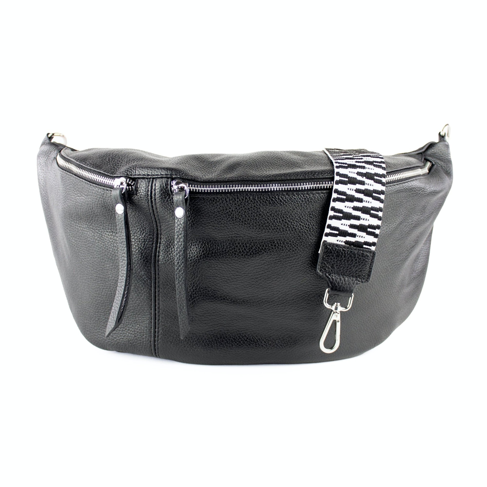 lepelou - leder - Bauchtasche - XXL Bauchtasche CLARA schwarz - LPBCLASCHE2