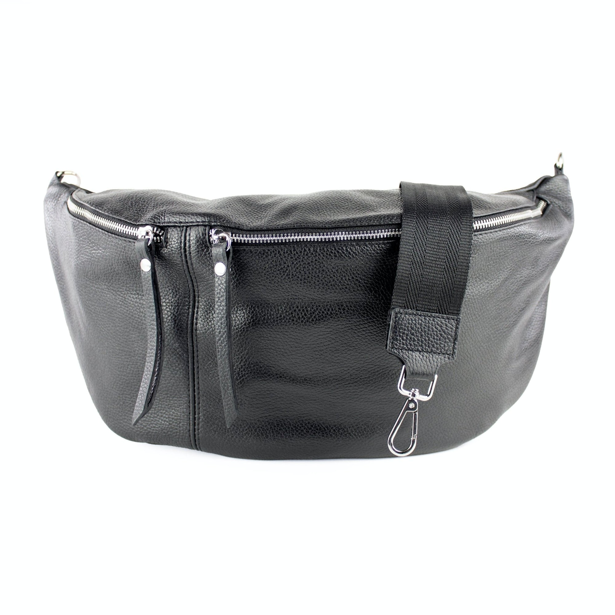 lepelou - leder - Bauchtasche - XXL Bauchtasche CLARA schwarz - LPBCLASCHE6