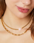 lepelou - leder - Breite Gliederkette gold - 