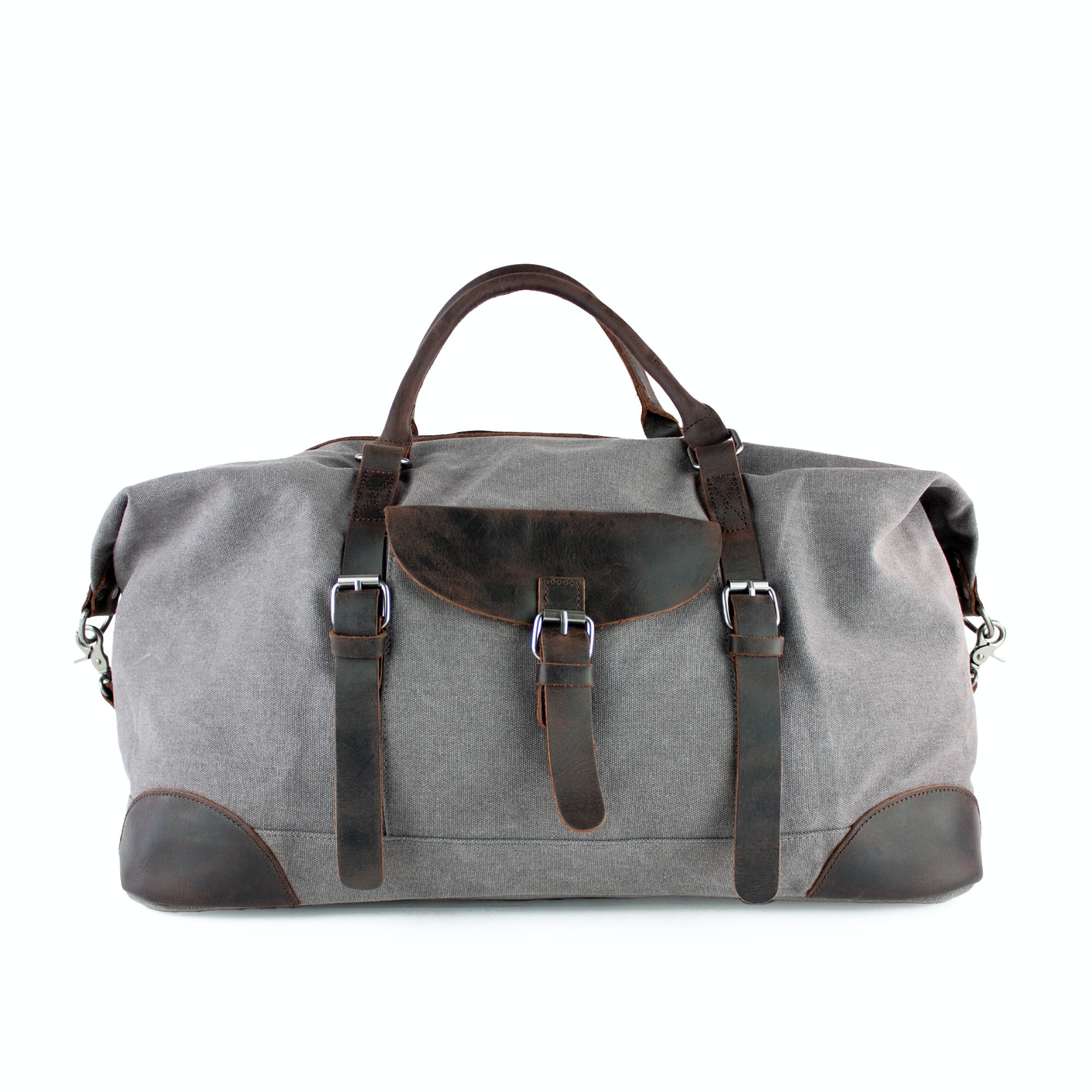 lepelou - leder - DAVID – Canvas & Leder Weekender grau - LPWCANGRA