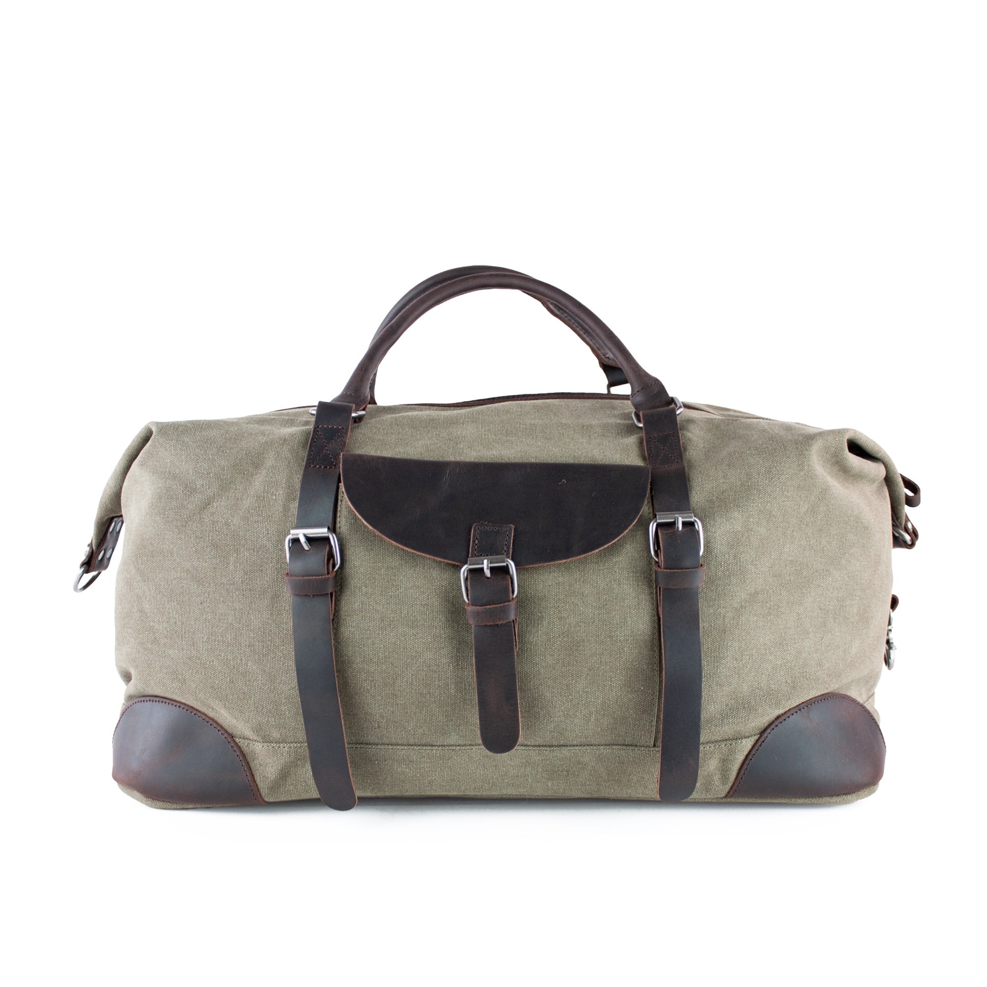 lepelou - leder - DAVID – Canvas & Leder Weekender khaki - LPWCANKHA