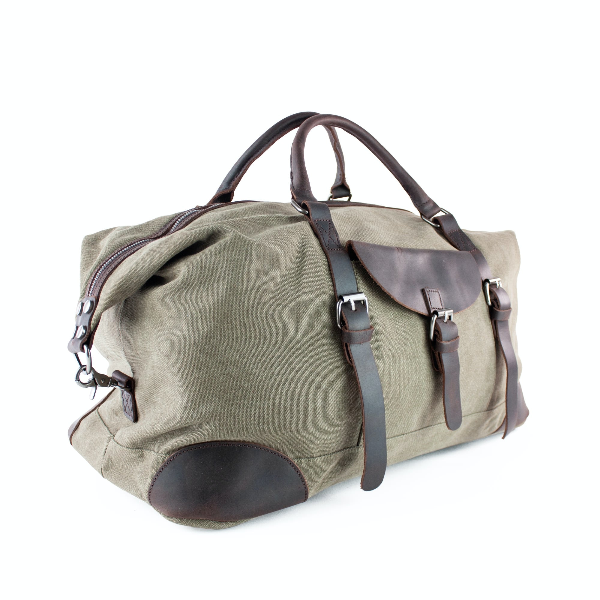 lepelou - leder - DAVID – Canvas & Leder Weekender khaki - LPWCANKHA