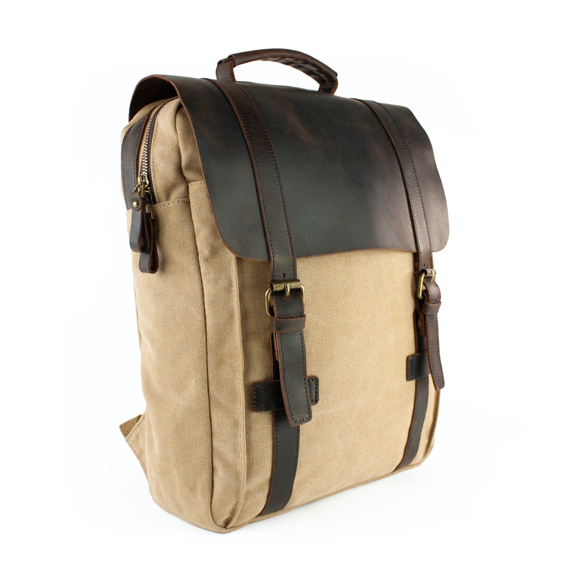 lepelou - leder - FELIX – Canvas & Leder Rucksack beige - LPRCANBEI