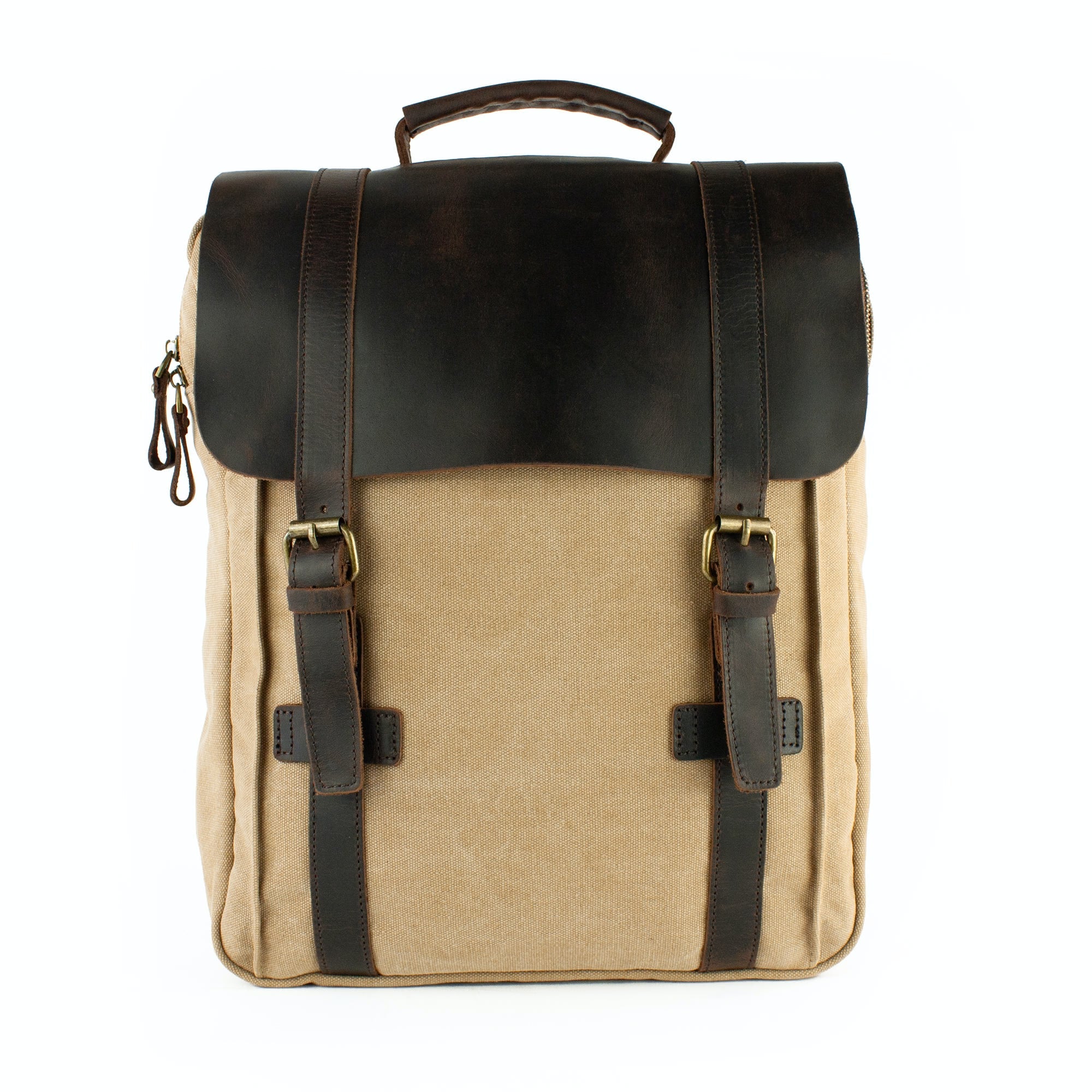 lepelou - leder - FELIX – Canvas & Leder Rucksack beige - LPRCANBEI