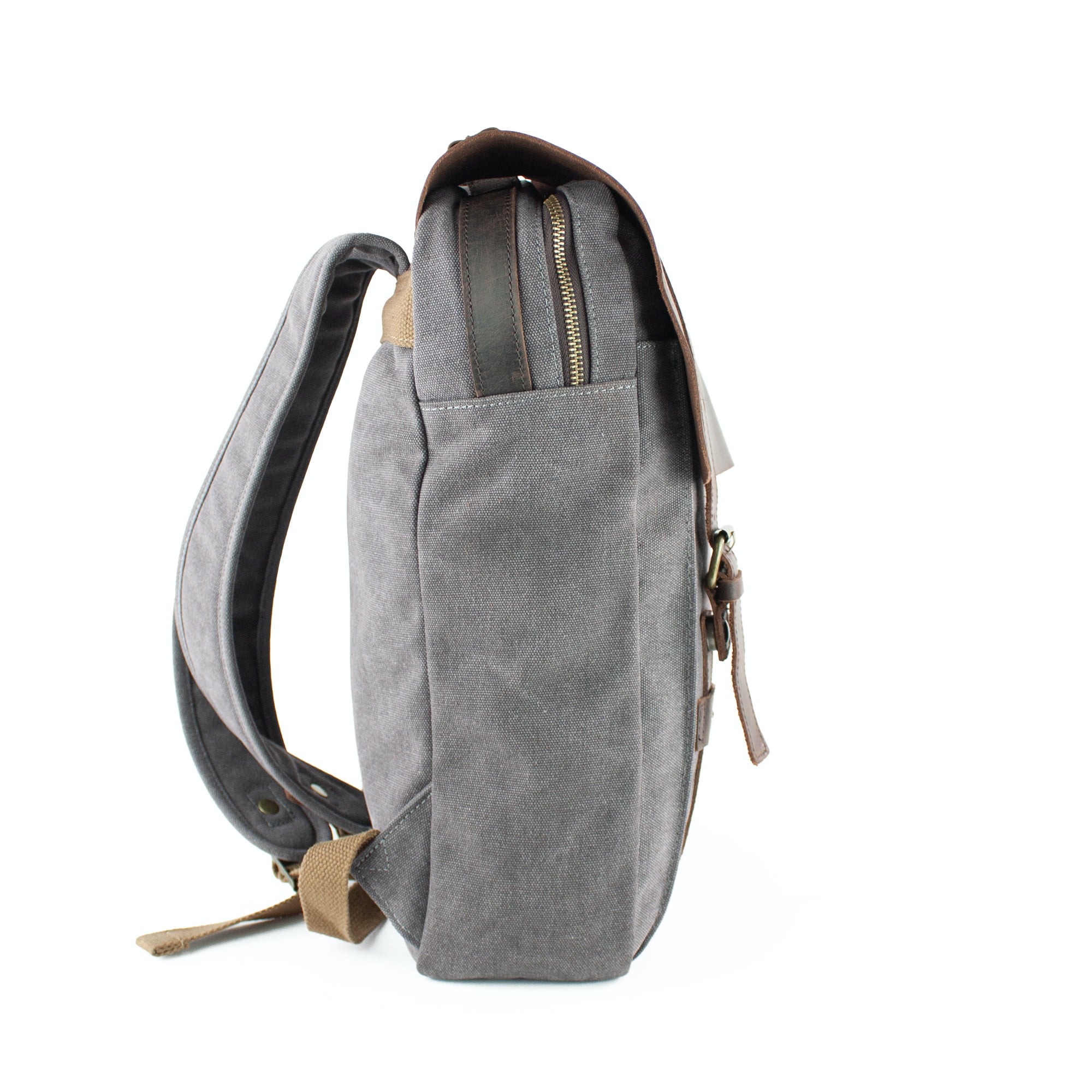 lepelou - leder - FELIX – Canvas &amp; Leder Rucksack grau - LPRCANGRA