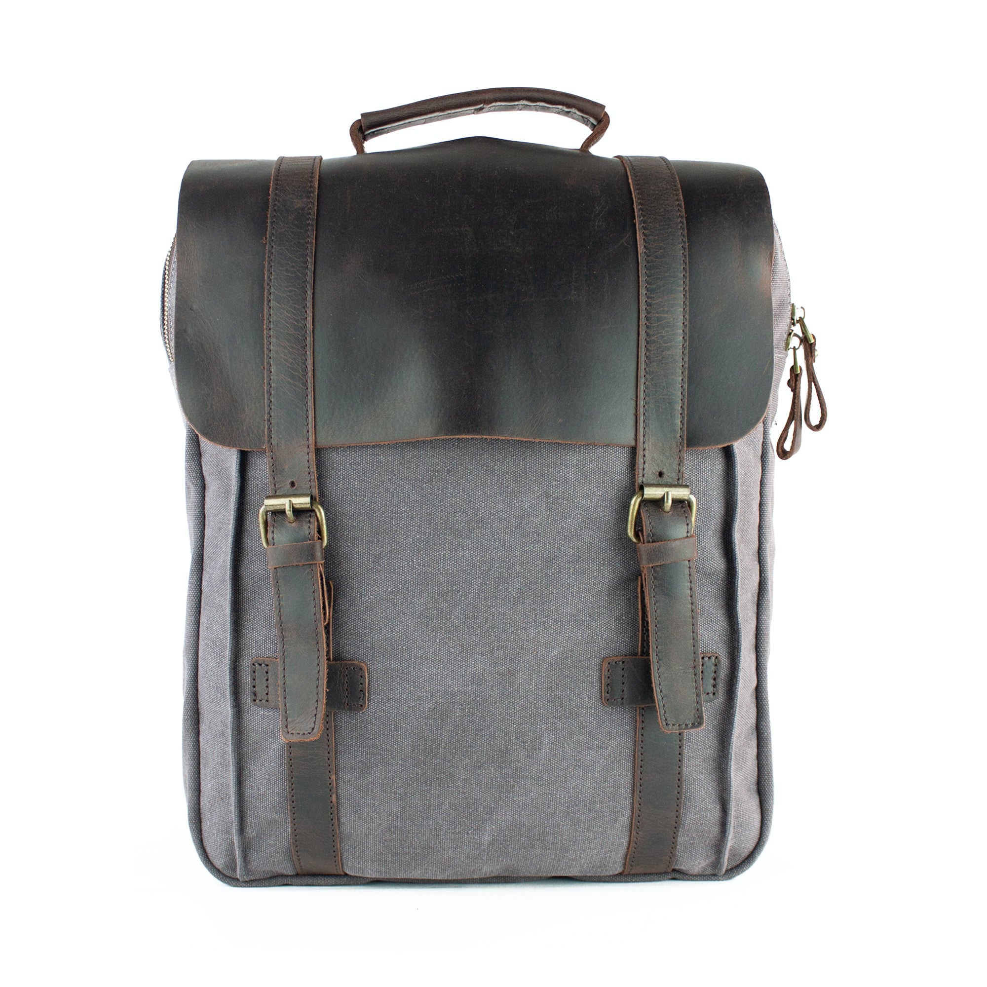 lepelou - leder - FELIX – Canvas & Leder Rucksack grau - LPRCANGRA