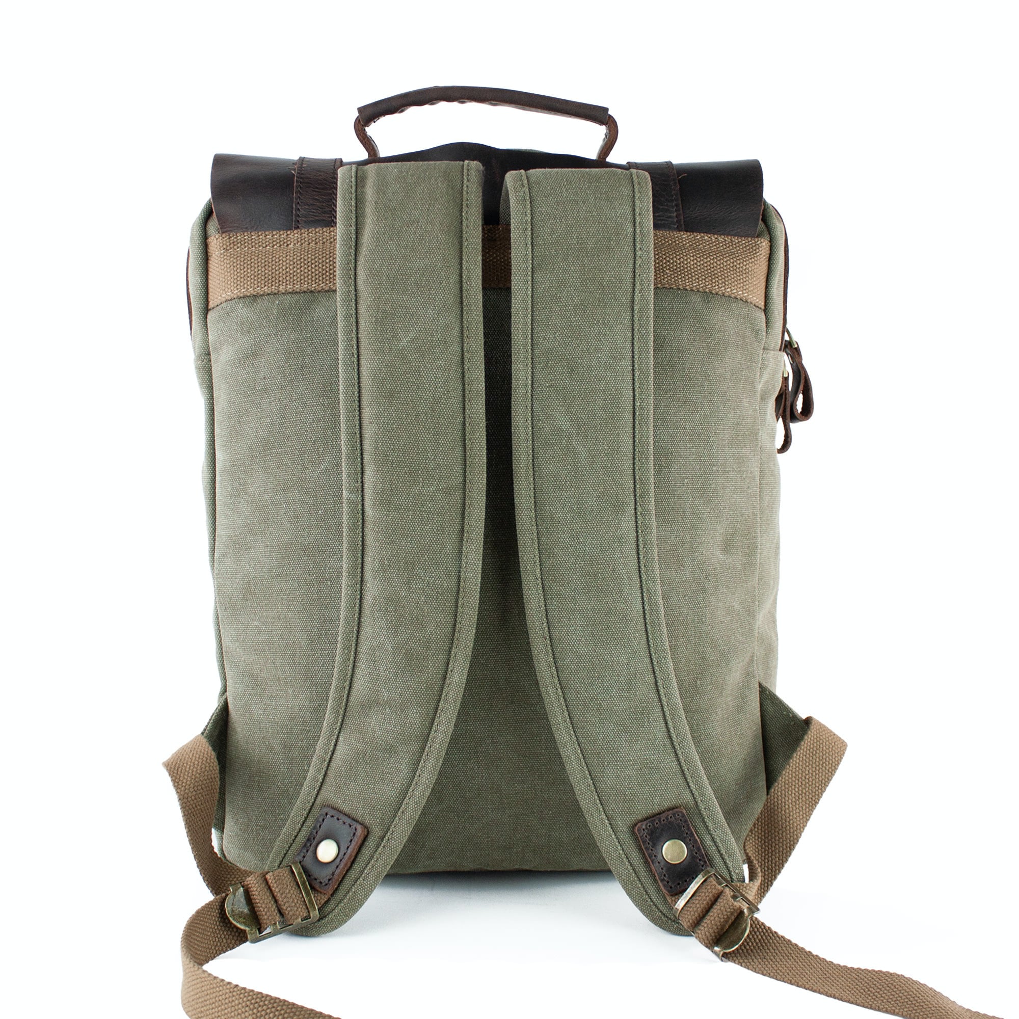 lepelou - leder - FELIX – Canvas & Leder Rucksack khaki - LPRCANKHA