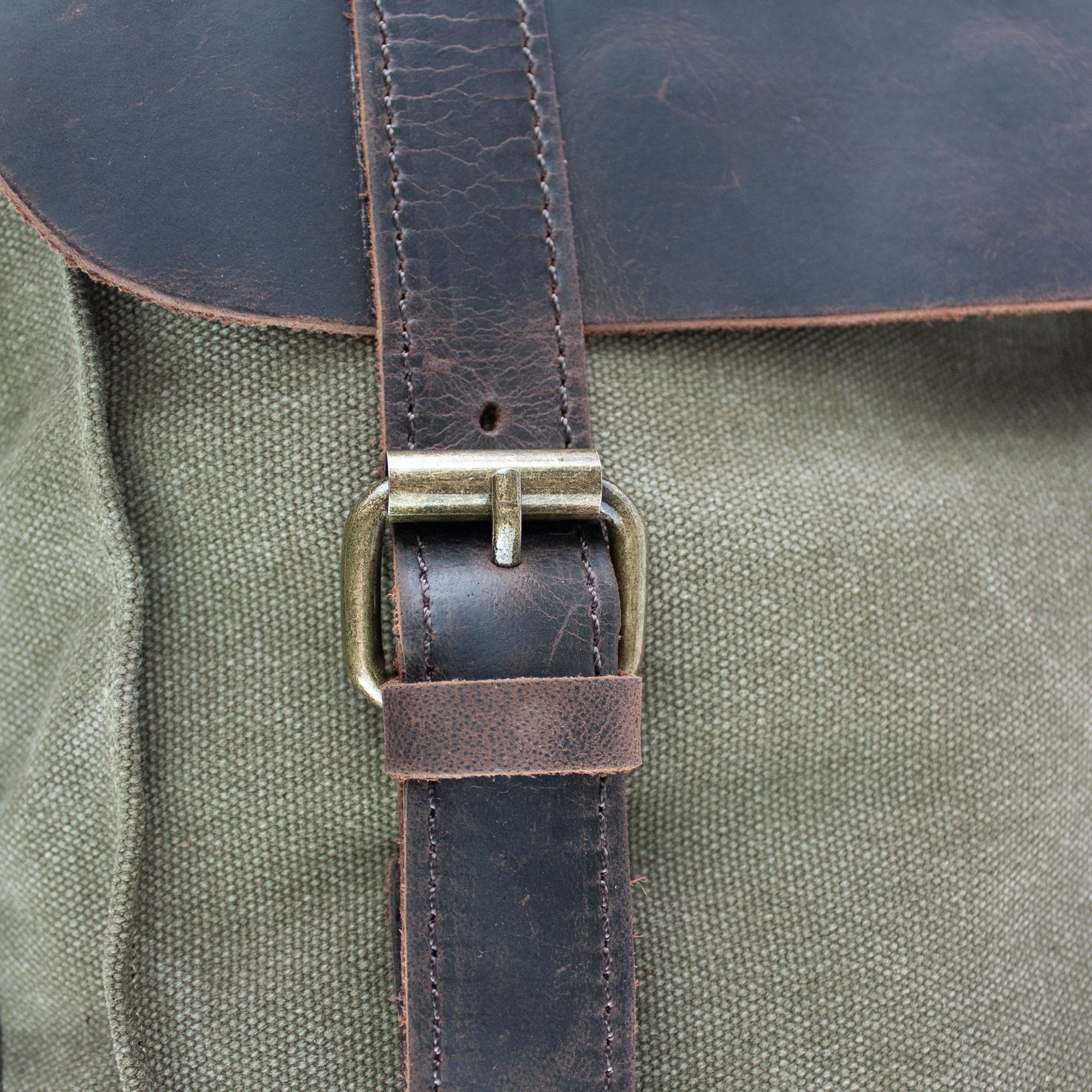 lepelou - leder - FELIX – Canvas &amp; Leder Rucksack khaki - LPRCANKHA