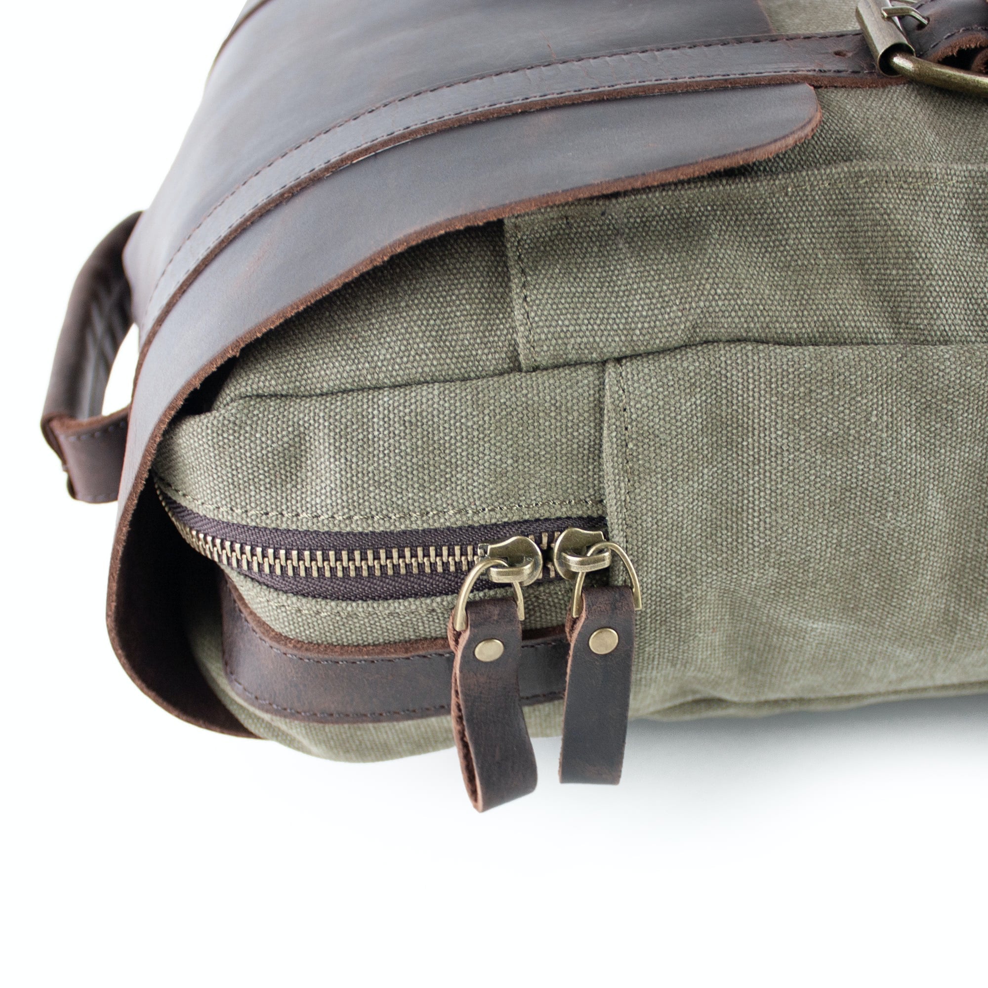 lepelou - leder - FELIX – Canvas &amp; Leder Rucksack khaki - LPRCANKHA