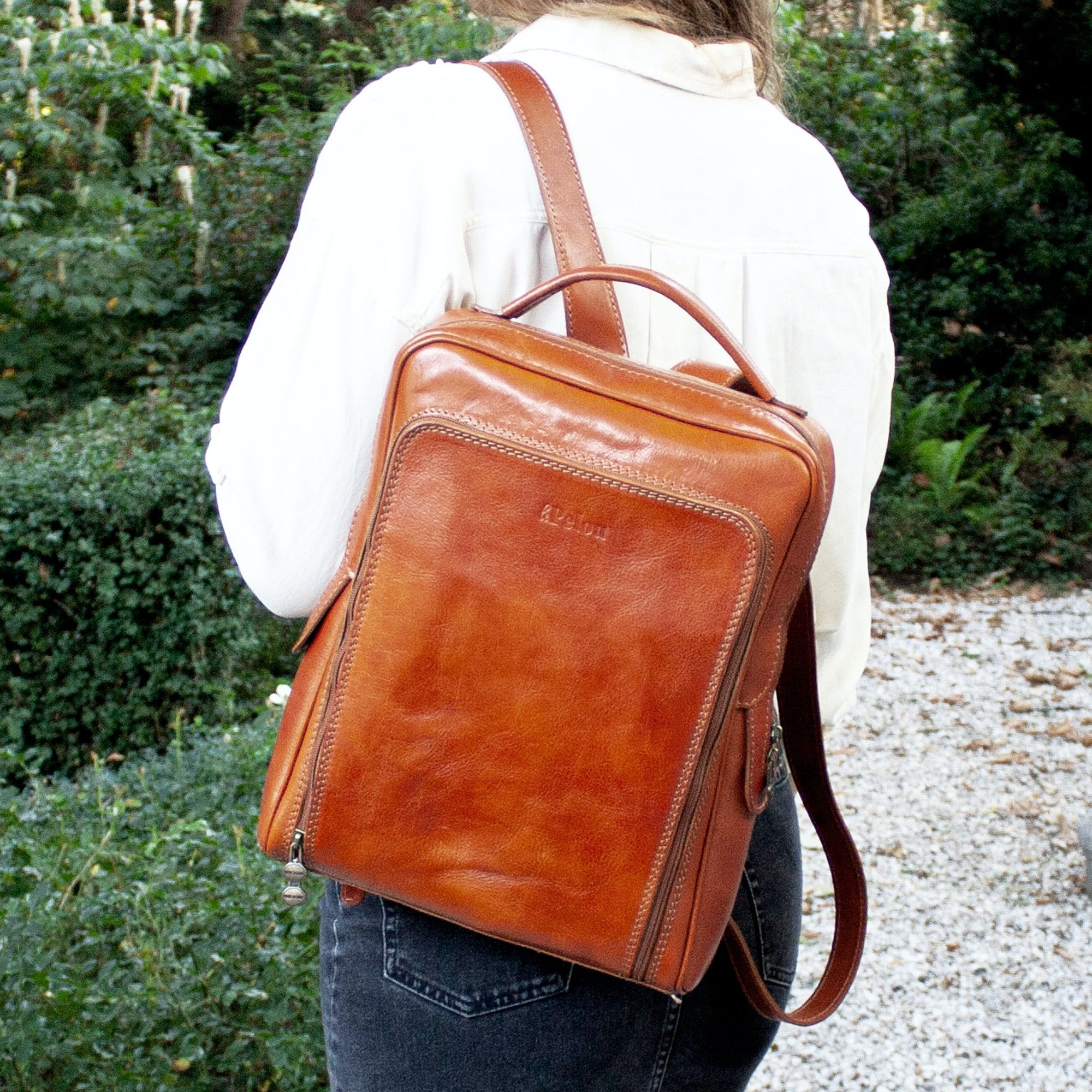 lepelou - leder - GABRIEL – Leder Rucksack cognac - LPRGABCOGE