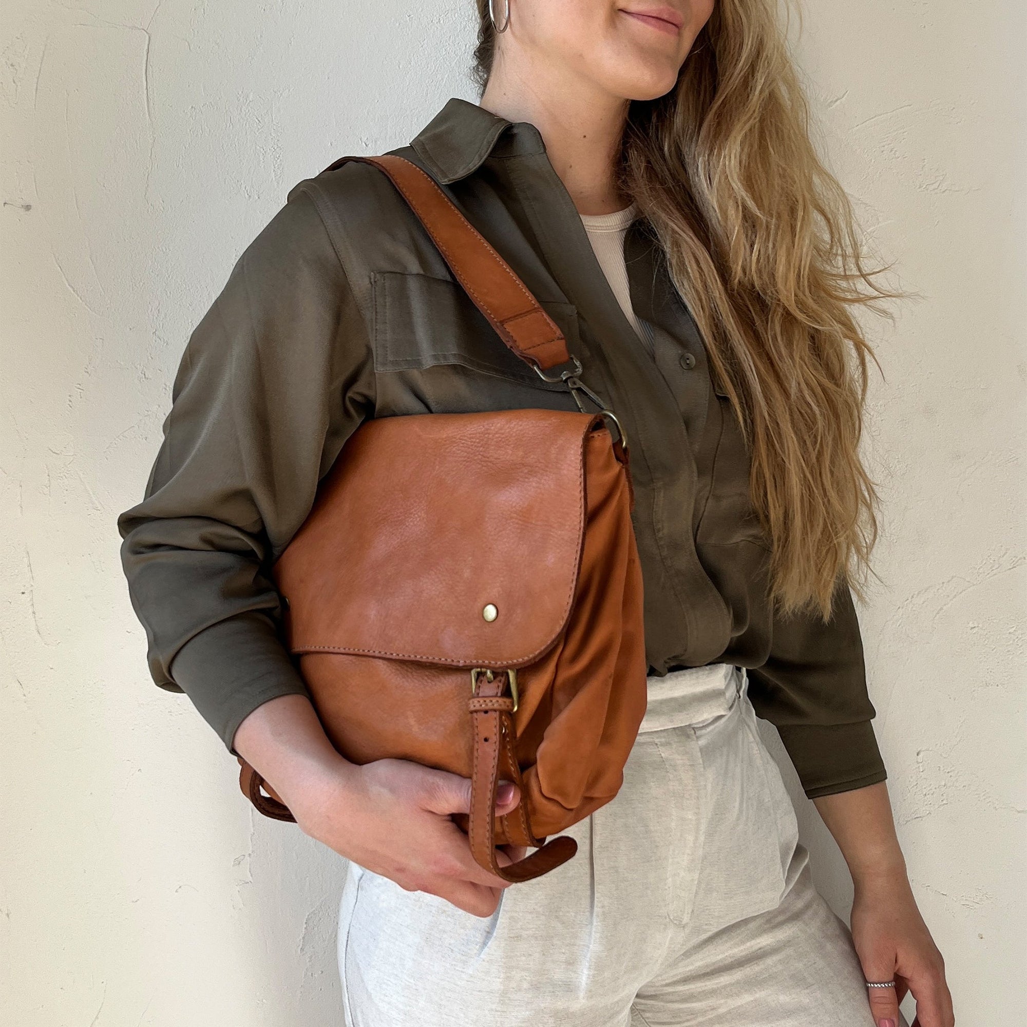 lepelou - leder - Handtaschen - MAJA – Leder Messenger cognac - LPHMAJCOGE