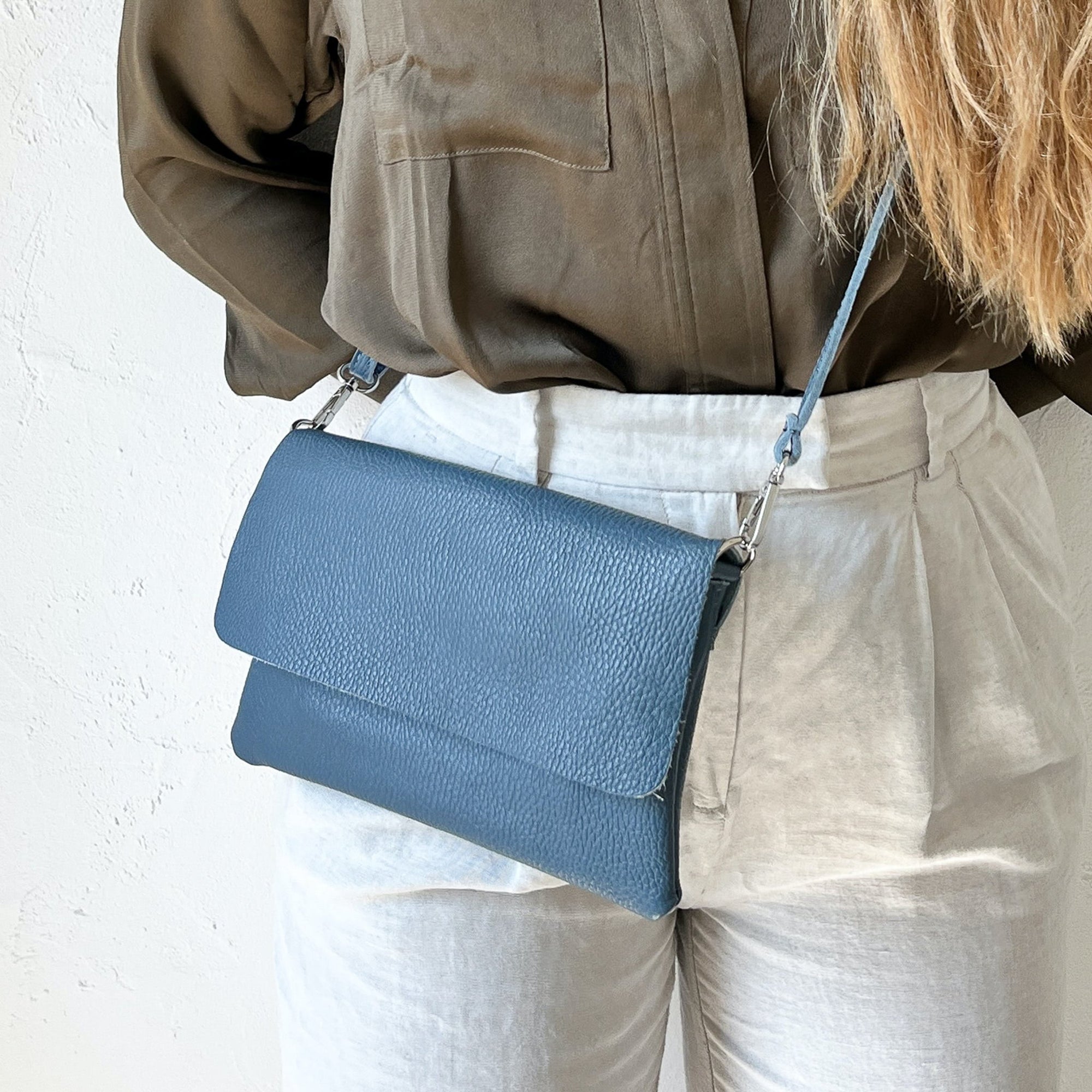 lepelou - leder - LUNA – Leder Clutch blau - LPHLUNBLAE