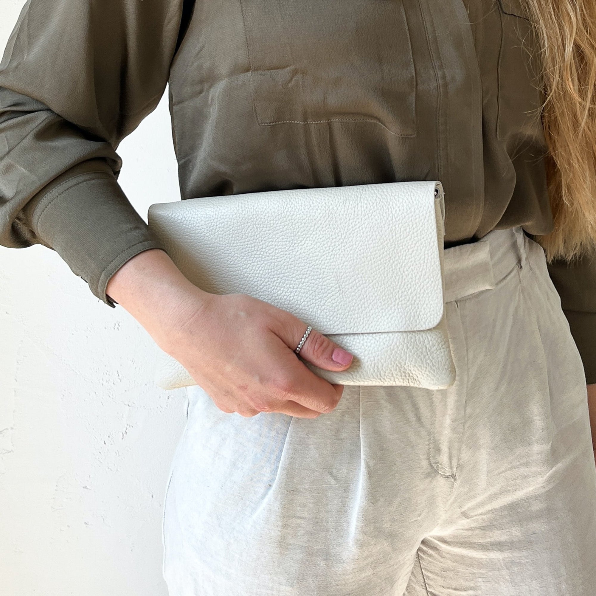 lepelou - leder - LUNA – Leder Clutch creme - LPHLUNCREE