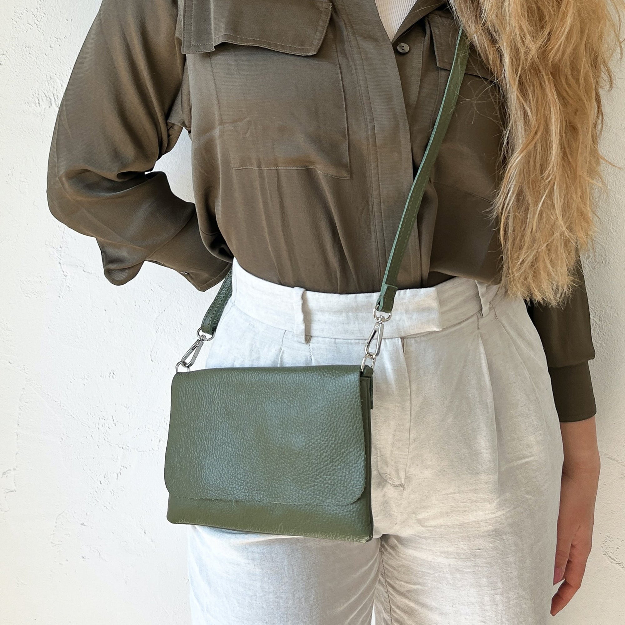 lepelou - leder - LUNA – Leder Clutch khaki - LPHLUNKHAE