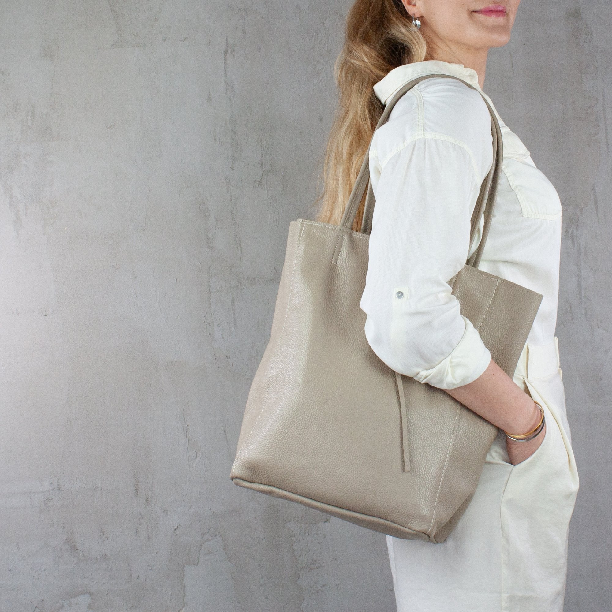 lepelou - leder - Shopper - MIA – Ledershopper beige - LPHMIABEIE