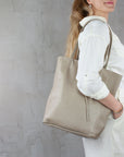 lepelou - leder - Shopper - MIA – Ledershopper beige - LPHMIABEIE