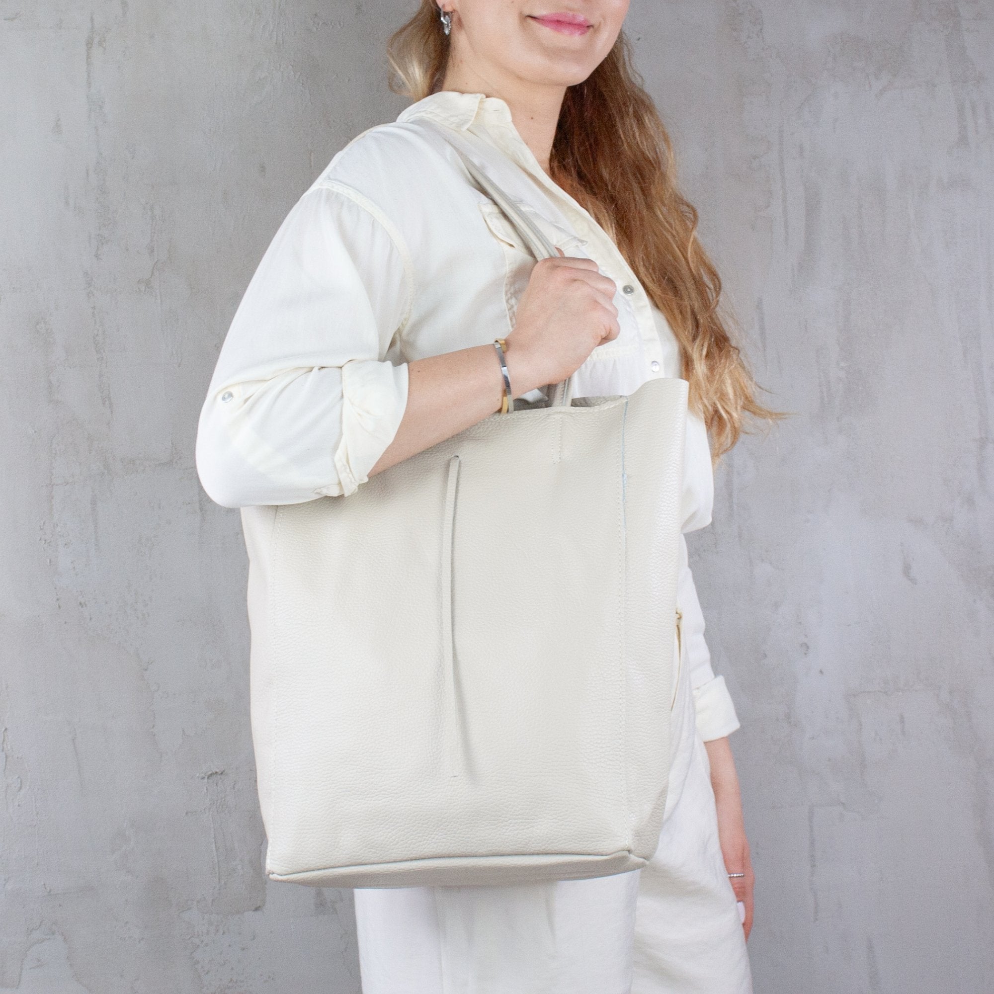 lepelou - leder - Shopper - MIA – Ledershopper creme - LPHMIACREE