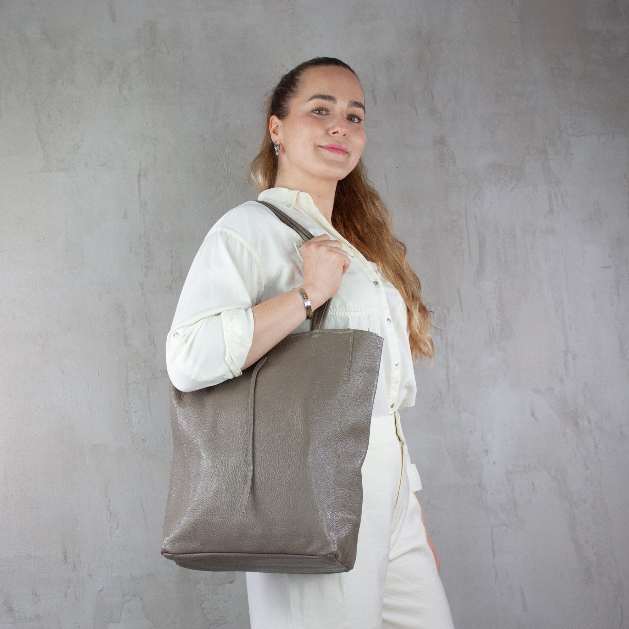 lepelou - leder - Shopper - MIA – Ledershopper taupe - LPHMIATAUE